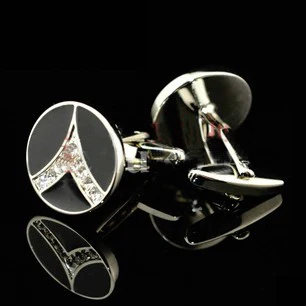 

Free shipping Cufflinks black color round crystal design for man hotsale copper material cufflinks whoelsale&retail