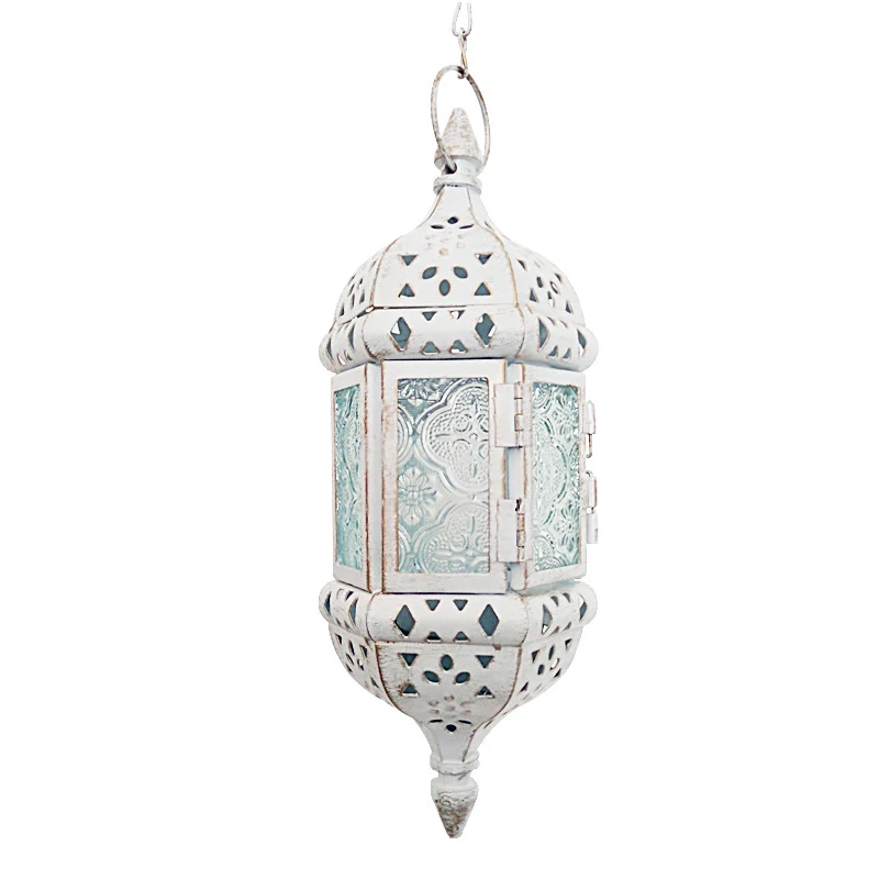 B Подсвечник в классическом стиле, железное стекло, маленькая свеча, Европейский подвесной фонарь, вечерние, для рождественской вечеринки, декор для комнаты, nED - Цвет: B