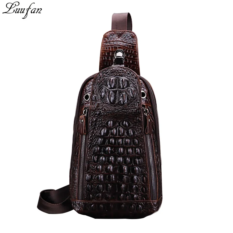 100% натуральная кожа груди сумка мужская кожаная Функциональная аллигатора
