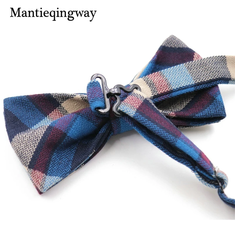 Мужской клетчатый галстук бабочка Mantieqingway хлопчатобумажный в полоску для