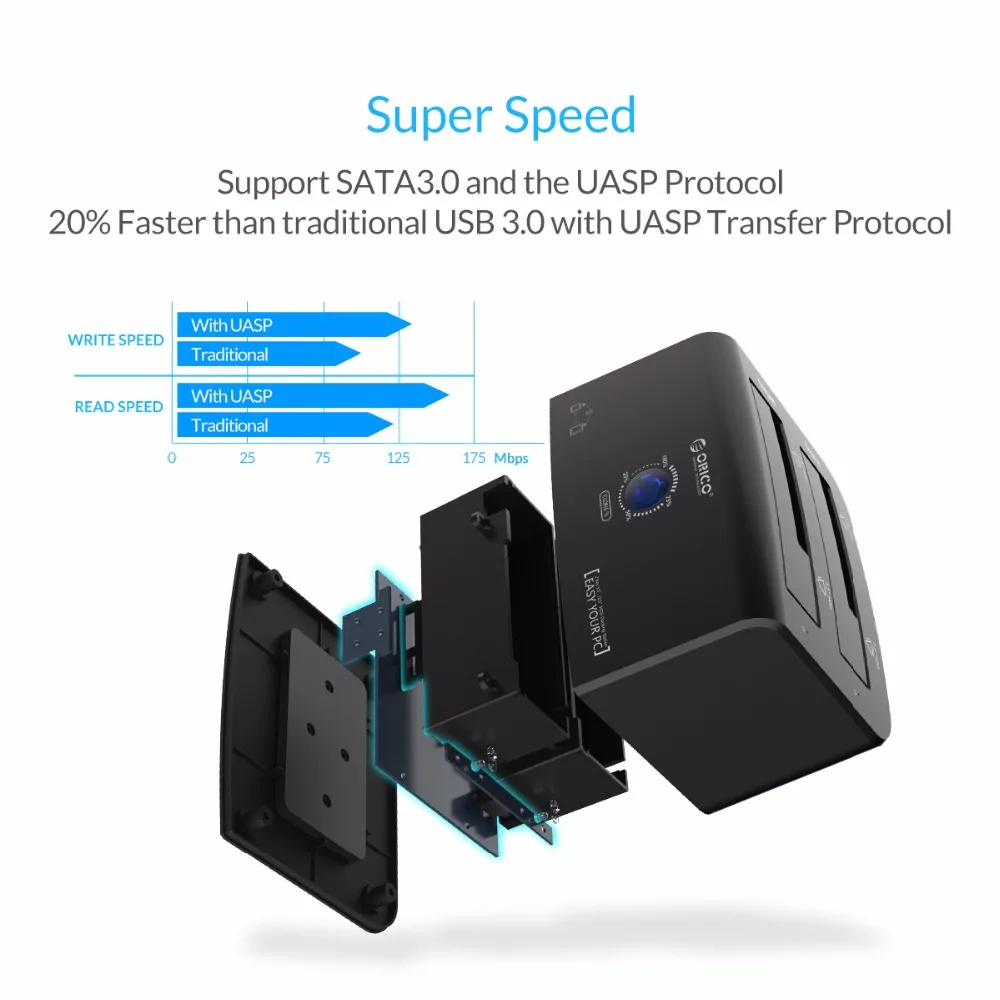 ORICO 2 5 и 3 дюймов USB3.0 &amp eSATA внешний жесткий диск док с 1 до клон док-станция для
