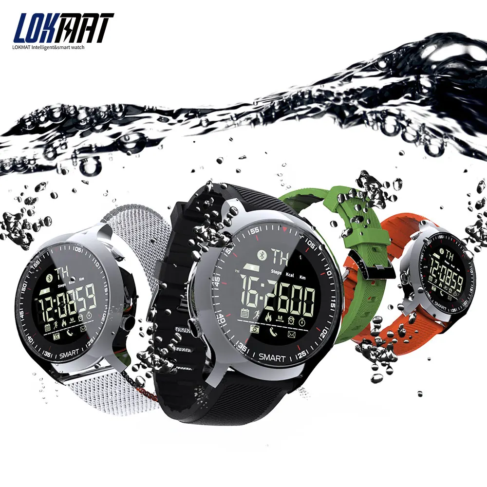 LOKMAT спортивные часы Bluetooth водостойкие мужские умные часы цифровые ультра-длинные ожидания поддержка вызова и SMS напоминание SmartWatch