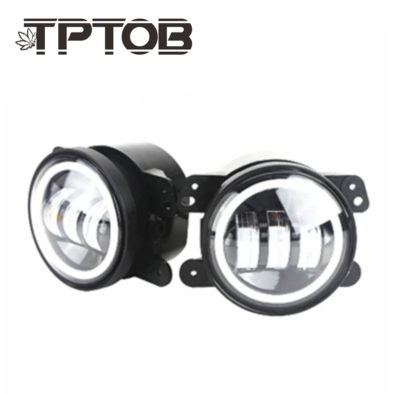 

TPTOB 2PCS DOT 4 Inch Round Wrangler Led Fog Lights 30W 6000K White Halo Ring DRL Off Road Fog Lamps For Jeep Wrangler JK TJ LJ