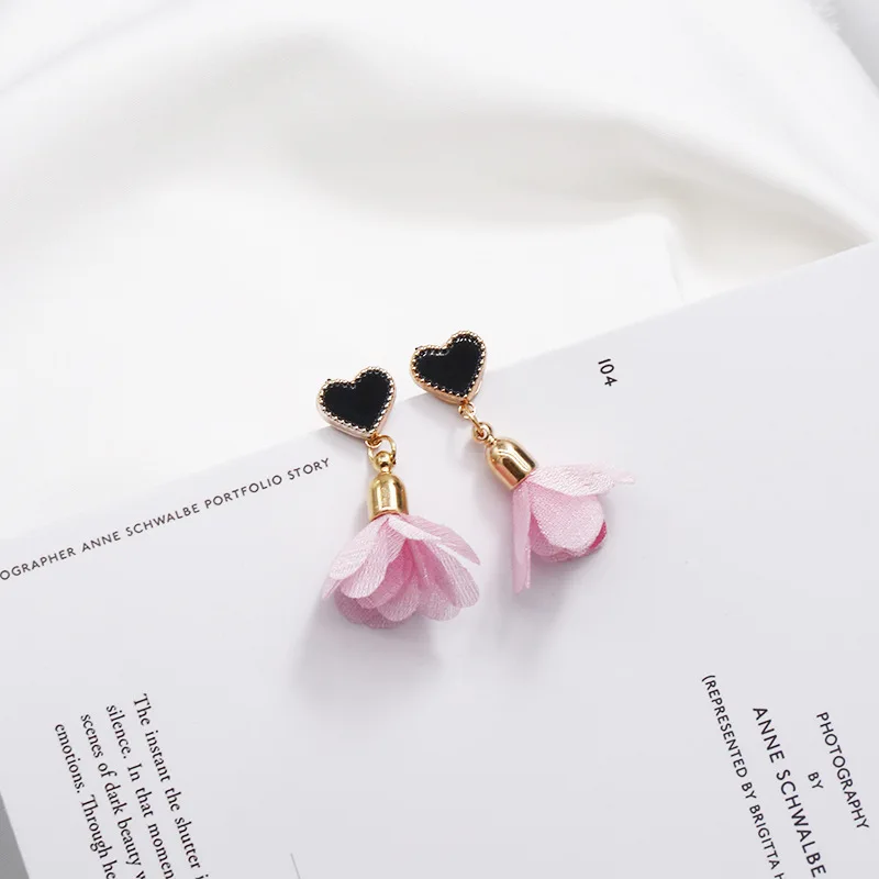 Женская мода Симпатичные Сердце Любовь Розовый Цветок Серьги Праздник