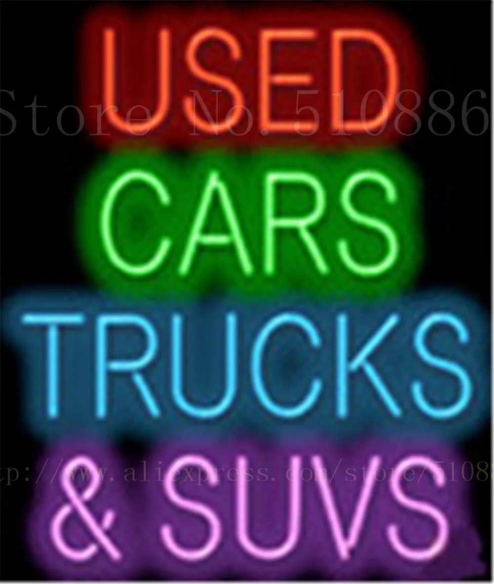 

Подержанные автомобили грузовики и внедорожники стеклянная трубка в форме автомобиля неоновый Автомобильный знак Businese ручной работы авто...
