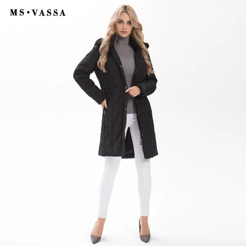 MS VASSA женские парки 2019 новая зимняя Весенняя женская модная куртка стоячий