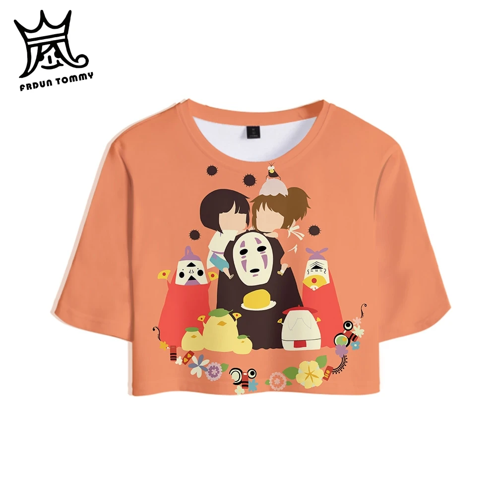 FRDUN TOMMY Spirited Away Harajuku женский сексуальный топ Miyazaki Hayao Япония Аниме летняя футболка