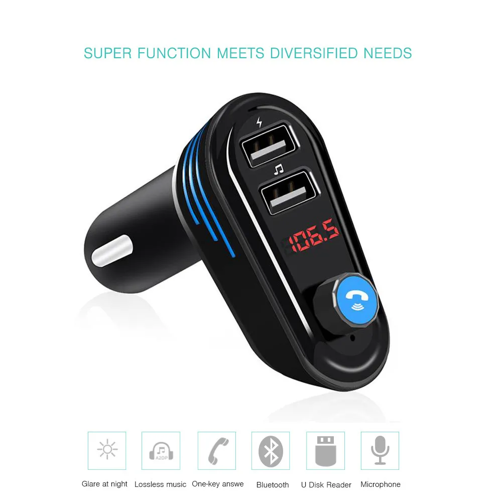Bluetooth Автомобильный MP3 плеер громкой связи телефон fm передатчик прикуриватель