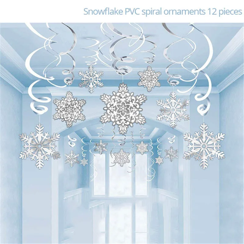 1set Swirl Hanging Рождественские украшения для дома, гирлянда со снежинками, рождественские украшения для рождественской елки, Висячие оконные украшения, зимние Вечерние - Цвет: 1set Swirl Hanging