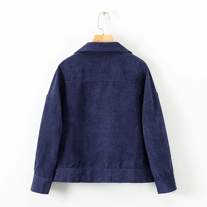Женская Вельветовая куртка Bella Philosophy темно синее повседневное вельветовое