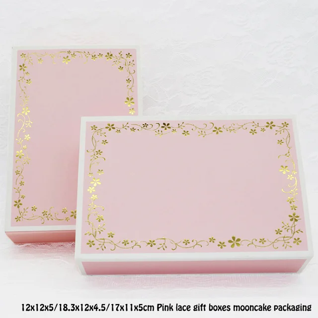 

20pcs/lot 12x12x5/18.3x12x4.5/17x11x5cm Pink lace gift boxes mooncake packaging for decorative package present cardpaper box