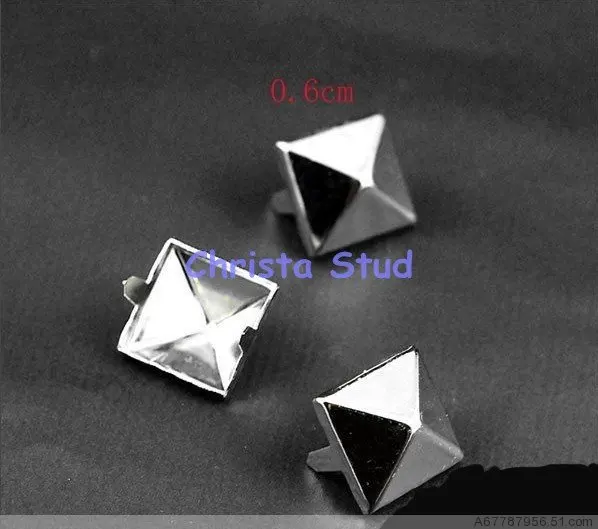Оптовая цена 1000 шт./лот 6 мм серебряные пирамидальные шпильки железная заклепка 4