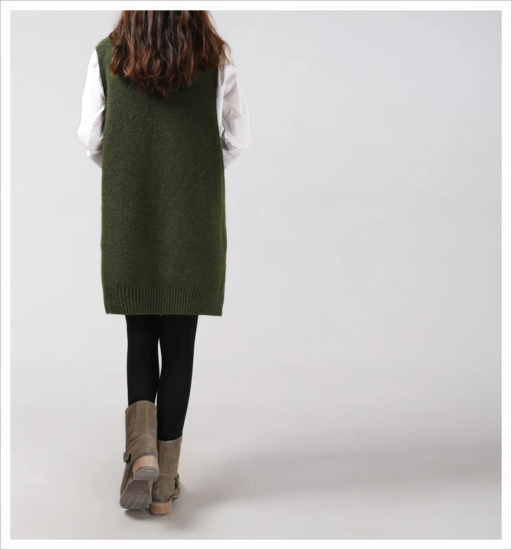 New Warm Winter Vest Women Knitted Sleeveless Coat Casual Female Autumn Long Slim Waistcoat Gilet Femme Pocket Vests Ladies | Женская