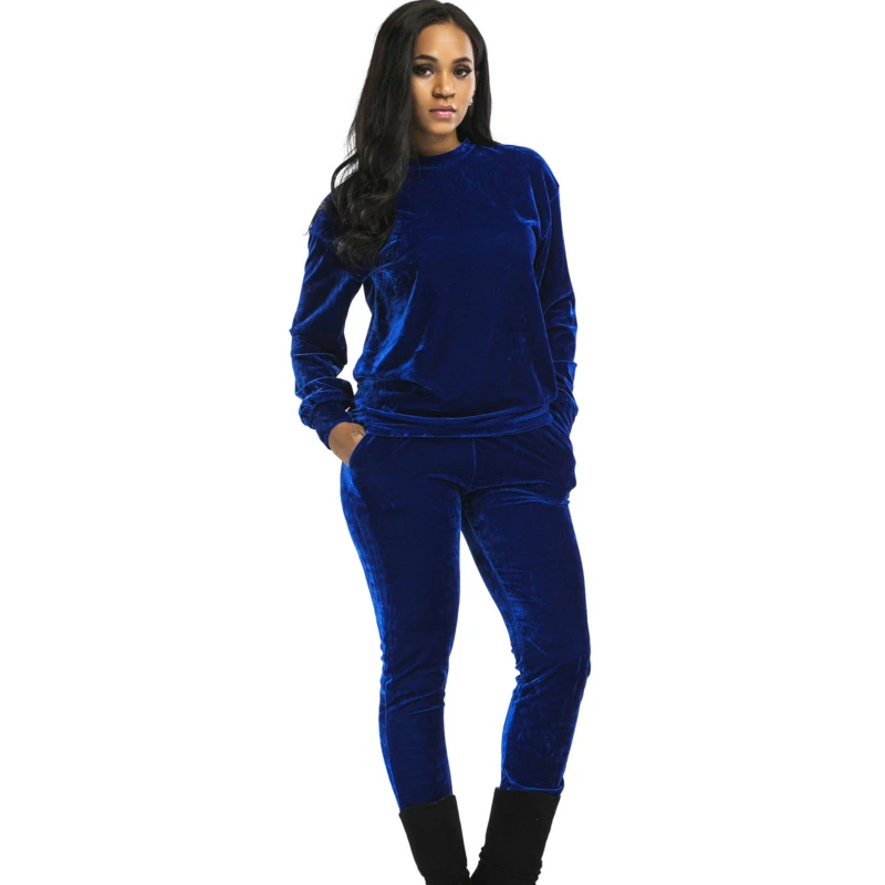 Повседневный Бархатный спортивный костюм комплект из двух предметов женский