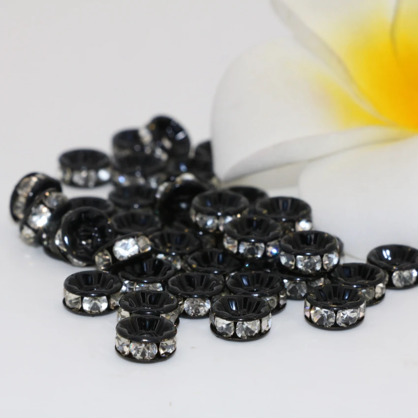 Бусины-разделители стразы черные с кристаллами 30 шт. | Украшения и аксессуары