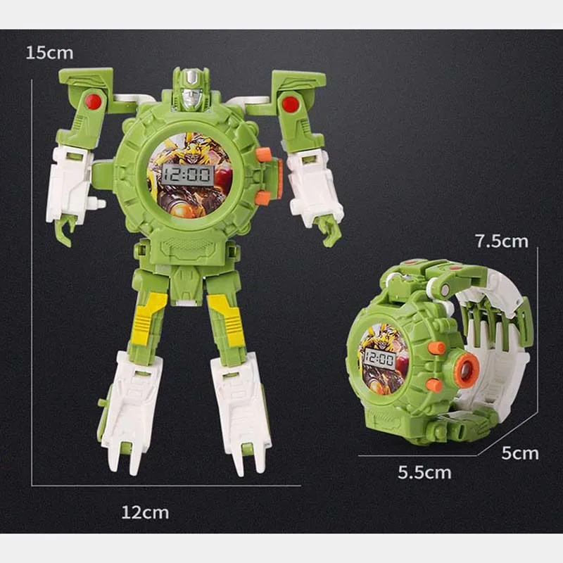 

Electronic Toys Kids Deformable Projection Robot Watch Multifunction Deformed Projector for Children Boys Early Educational Gift