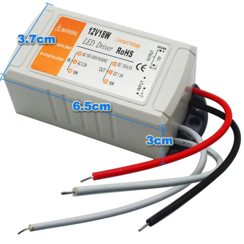 10 шт./лот DC12V 18 Вт Светодиодный драйвер адаптер трансформатор переключатель