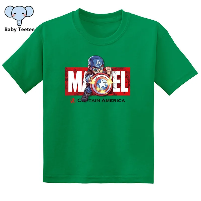 DLSKCS066 Green Футболка Marvel с изображением Капитана Америки; Забавные футболки с короткими рукавами для мальчиков и девочек; хлопковые летние топы с супергероями; детская модная футболка - Цвет: DLSKCS066 Green