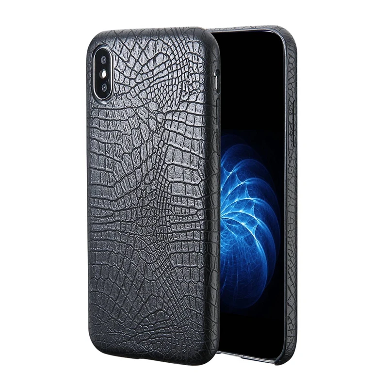 Lovebay крокодиловый узор PU чехол для телефона чехол для Iphone XS Max XR X 5 5S SE 6 6S 7 8 Plus высокое качество роскошная задняя крышка оболочка - Цвет: Черный