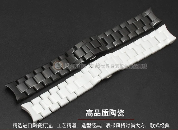 

Watchbands 22mm,High Quality Ceramic Watchband white black Diamond Watch fit AR1400 1403 1410 1442 Man watches Bracelet