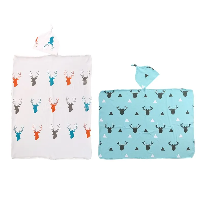 

Newborn Baby Boys Girl Floral Swaddle Cotton Blanket Hats 2Pcs Sleeping Bags Toddler Kids Girls Bath Towel Warm Bedding Blanket