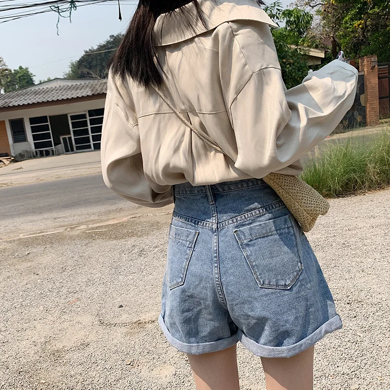 2019 степень герметичности Высокая талия объемный край ковбойские шорты женские