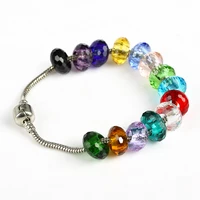 mix color 50pcs big hole crystal facet glass beads fit bracelet european fashion women diy jewelry accessories