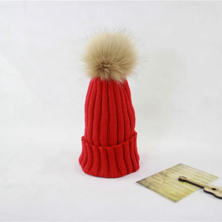 Осень-зима шапочки вязаные головные уборы Skullies из натурального меха енота