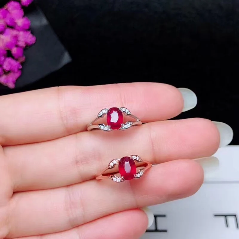 Необычные натуральные сердечные рубиновые кольца 1.06Ct для женщин обручальные овальные настоящие драгоценные камни ювелирные украшения 925 серебро#346