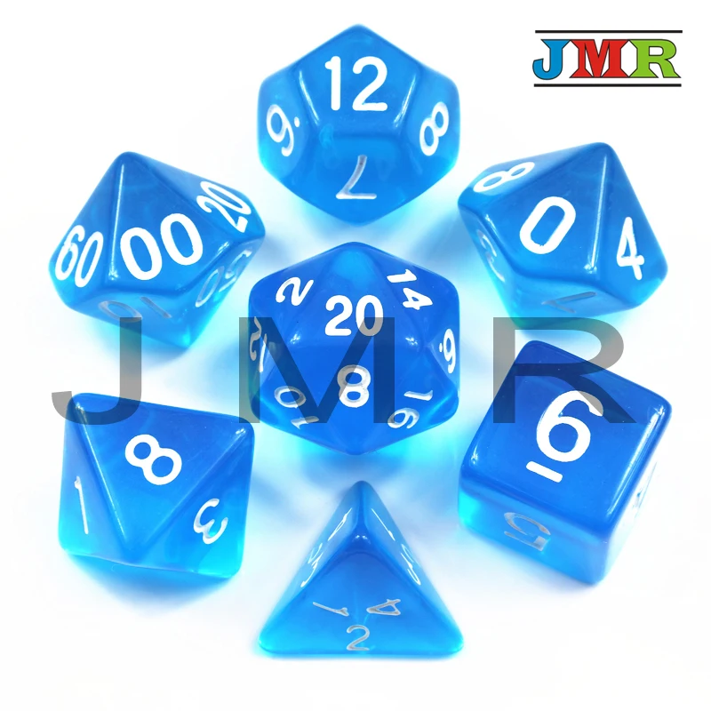 Синий 7pc-Die набор с конфетным эффектом покер D& d D4, d6, d8, d10, d12, d20 многогранные кости, для Rpg Dnd настольной игры, в подарок - Цвет: Синий