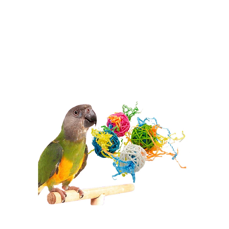 

5 шт./компл., круглая игрушка Sepak Takraw размером 5 см, игрушка для домашних животных, игрушки из ротанга, любимый попугай, интерактивные и жевател...