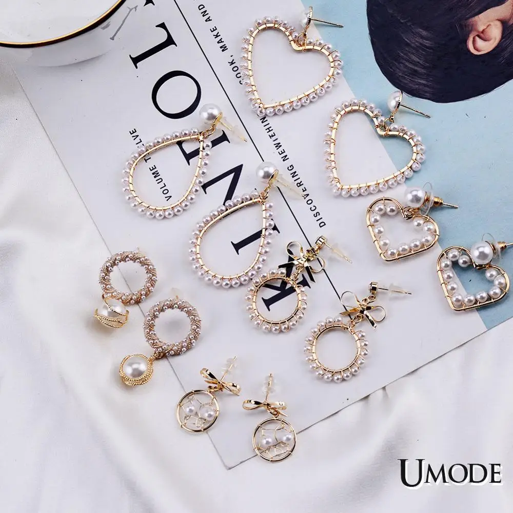 UMODE модные жемчужные серьги в виде капель для Для женщин Висячие, в стиле бохо Длинные Висячие Серьги геометрический кулон ювелирные изделия Свадебная вечеринка для девочек Подарки