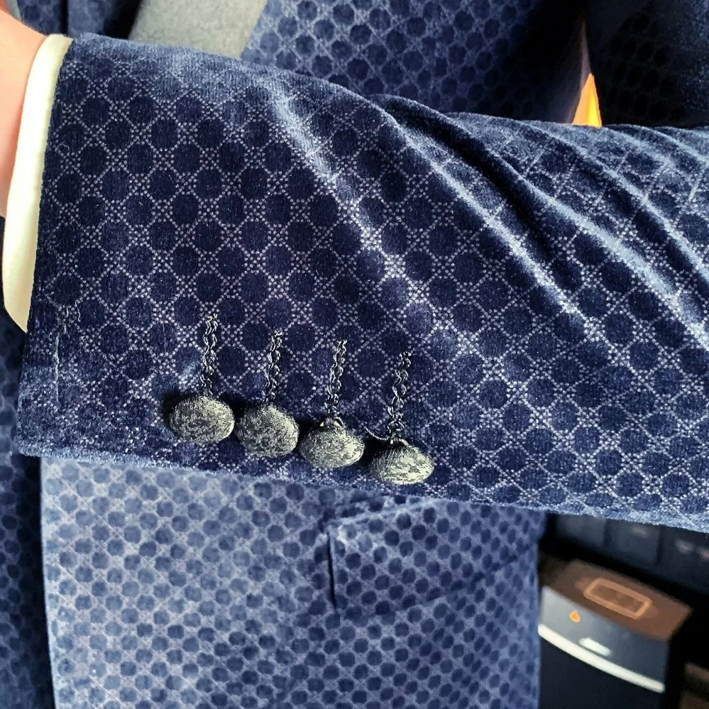 Heren Kostuums, деловой, офисный, бархатный костюм, осень, Traje Novio, 3 штуки, клетчатый, точечный дизайн, мужской костюм, Ретро стиль, мужской смокинг, костюм