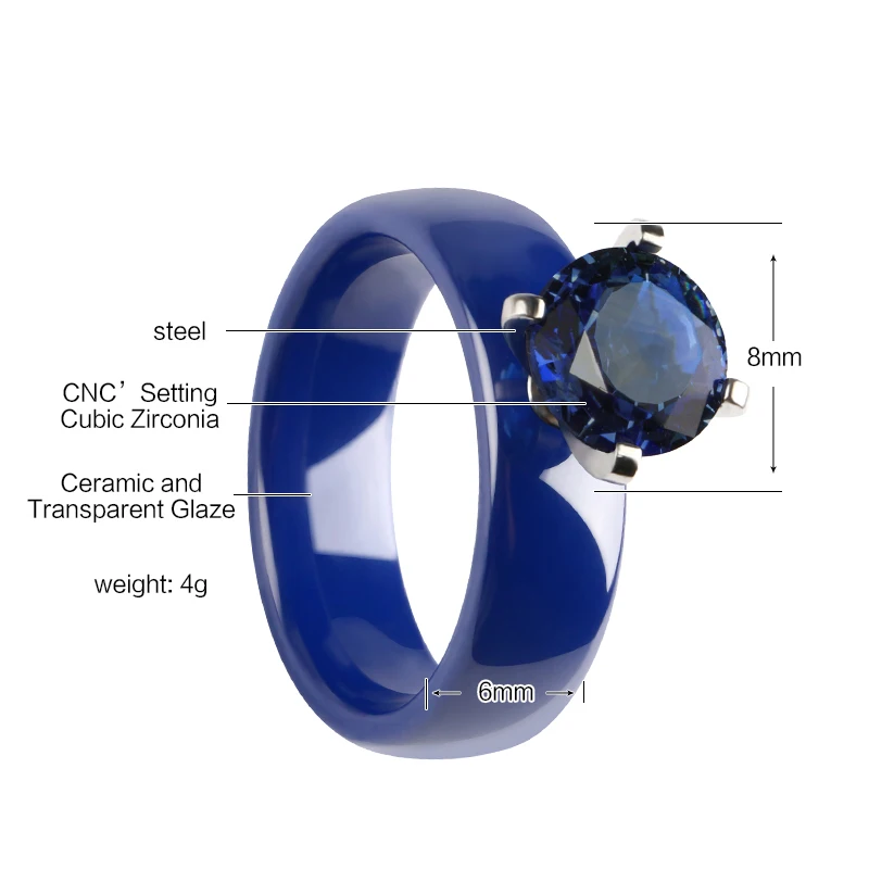 Женское кольцо с синим фианитом ширина 6 мм|Обручальные кольца| |