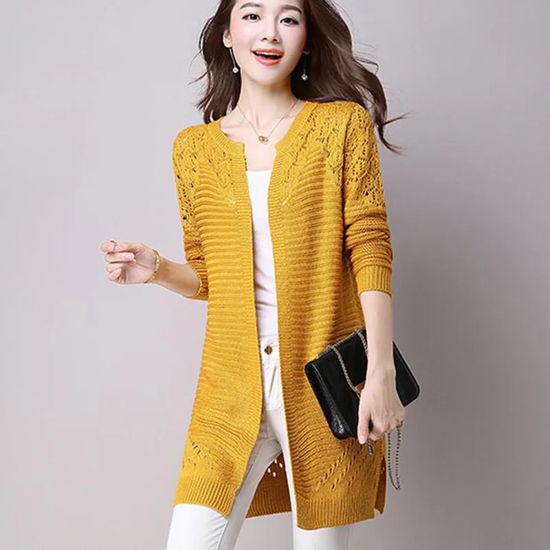 Women Sweater 2017 New Fashion Autumn Winter Long Sleeve Knitted Cardigan female Sweaters Coat Hollow Plus size 455 |