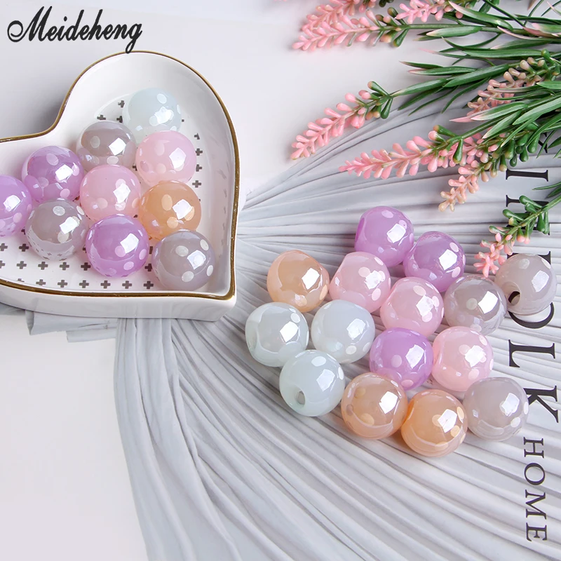 

19mm Acrylic UV Jelly colorRound beads Eccentricity hole Dotted Hair Band Hair ornament jewelry accessories handmade materials