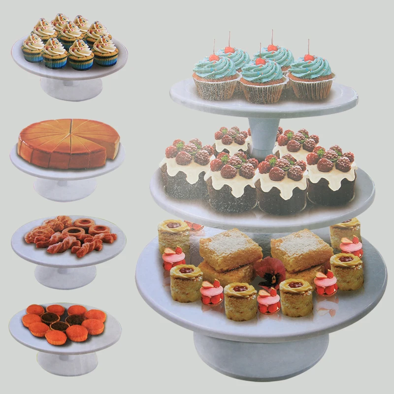 

New FDA High Quality Plastic Cake Decorating Tri-Layer Wedding Turntable Stand(Dia.24cm/30cm/35cm) For Cupcakes Holder