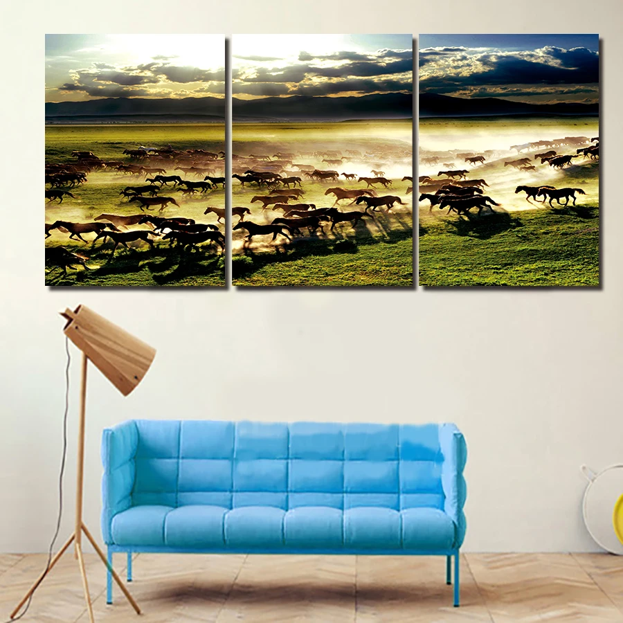 Новинка 2017 прямая продажа без масла 3 панели китайская бегущая лошадь