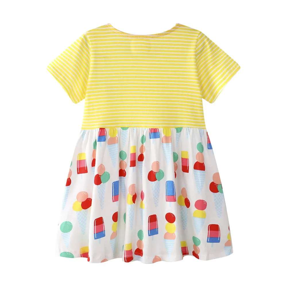 2019 New Girls ⟊sual dress Fashion Stylish Children Wear Summer Printed Cotton Children's striped short sleeve clothes 18N1126 |