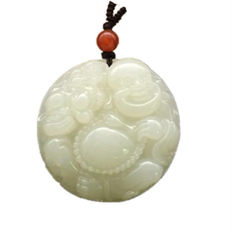 Натуральный белый нефритовый кулон Будды сопоставимый Tuo Afghanistan Hetian jade Pixiu +