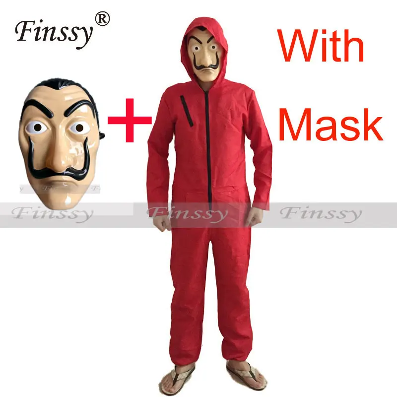 With Mask Money Heist The House Of paper La Casa De Papel Dali для мужчин, карнавальный костюм на Хэллоуин для женщин, детское платье, маска disfraz mujer - Цвет: With Mask