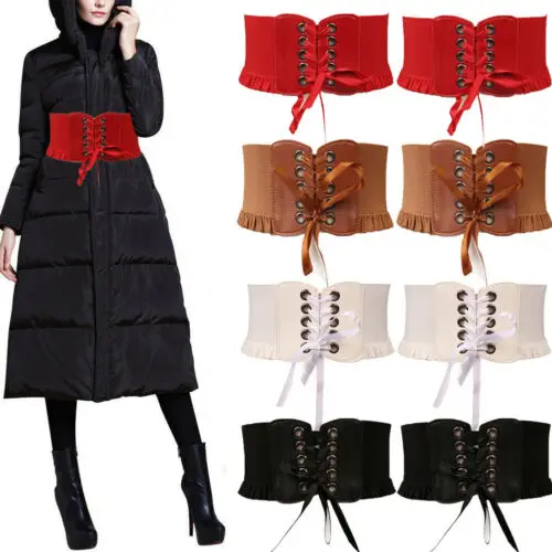 Fashion Women Lady Stretch Buckle Waist Belt Wide Elastic Corset Waistband Around Cinch PU Leather Tie Bowknot | Аксессуары для