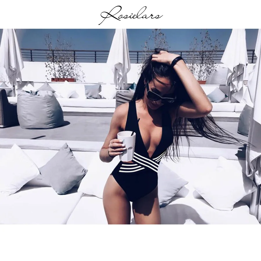2019 ROSIELARS Летняя Пляжная Сексуальная один предмет женский купальник спереди крест