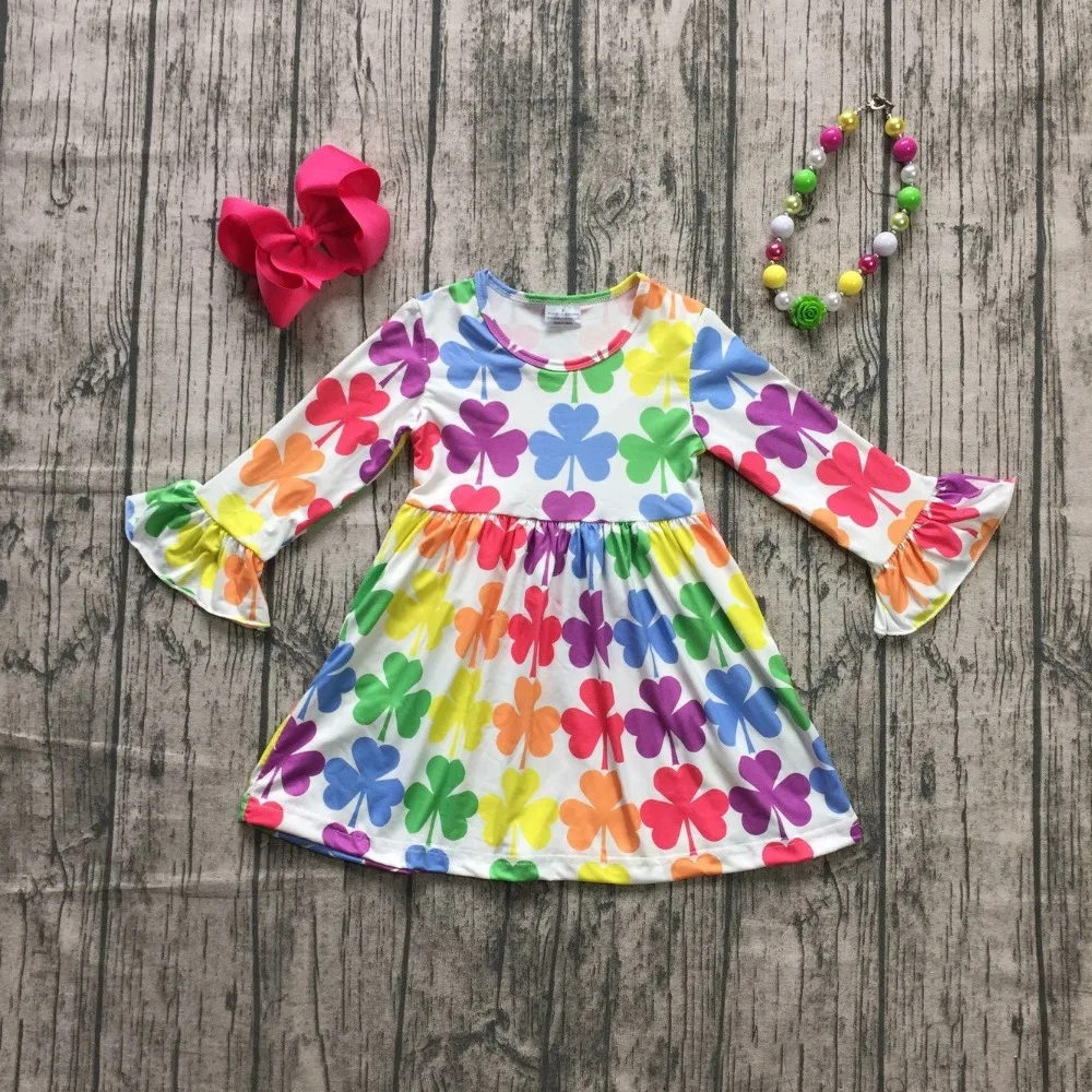 baby girls St Patrick outfits rainbow Shamrock dress clothing children day party with accessories | Детская одежда и обувь