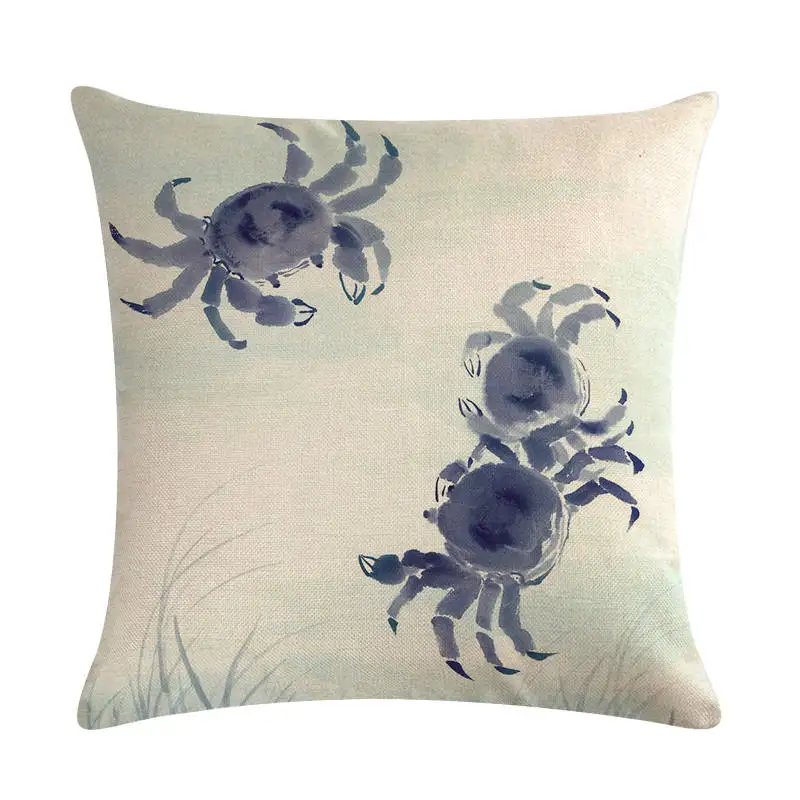 Наволочка для подушек с рисунками рыб креветок крабов подушка &quotулитка&quot Чехол