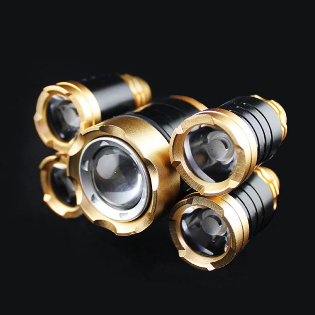 5LED Zoom T6 высокомощный светильник-вспышка, головной светильник, передний головной светильник, налобный фонарь 18650 с перезаряжаемой батареей, налобный фонарь для кемпинга