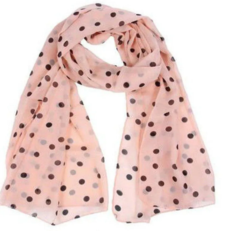 Модный женский шифоновый длинный шарф в горошек с принтом шаль обертывания