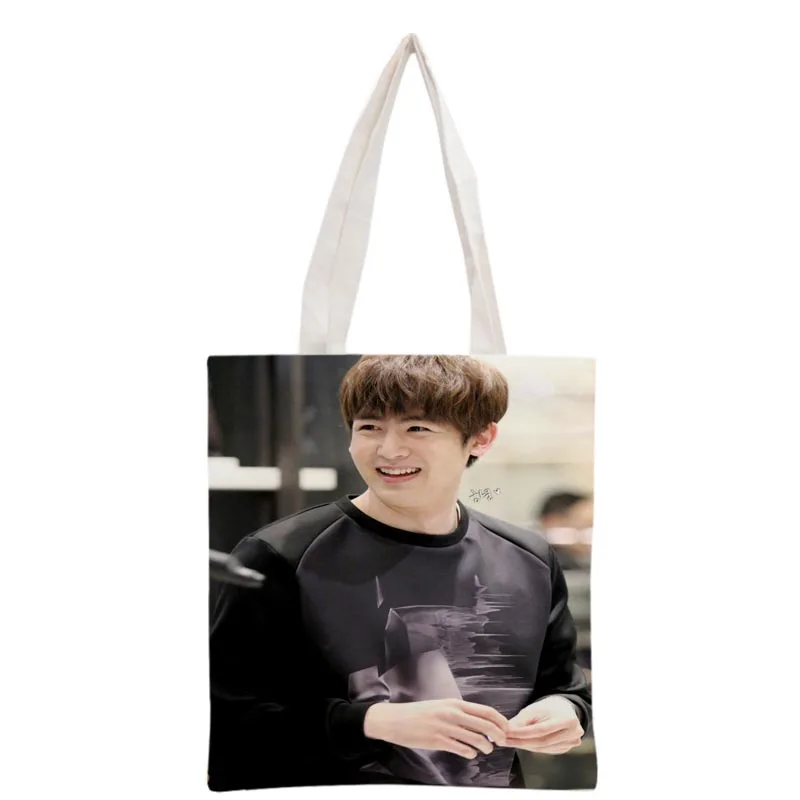 

2pm Nichkhun Handbag Korea-Pop printing canvas tote bag Reusable Foldable Canvas Women Bags 30x35cm custom your image