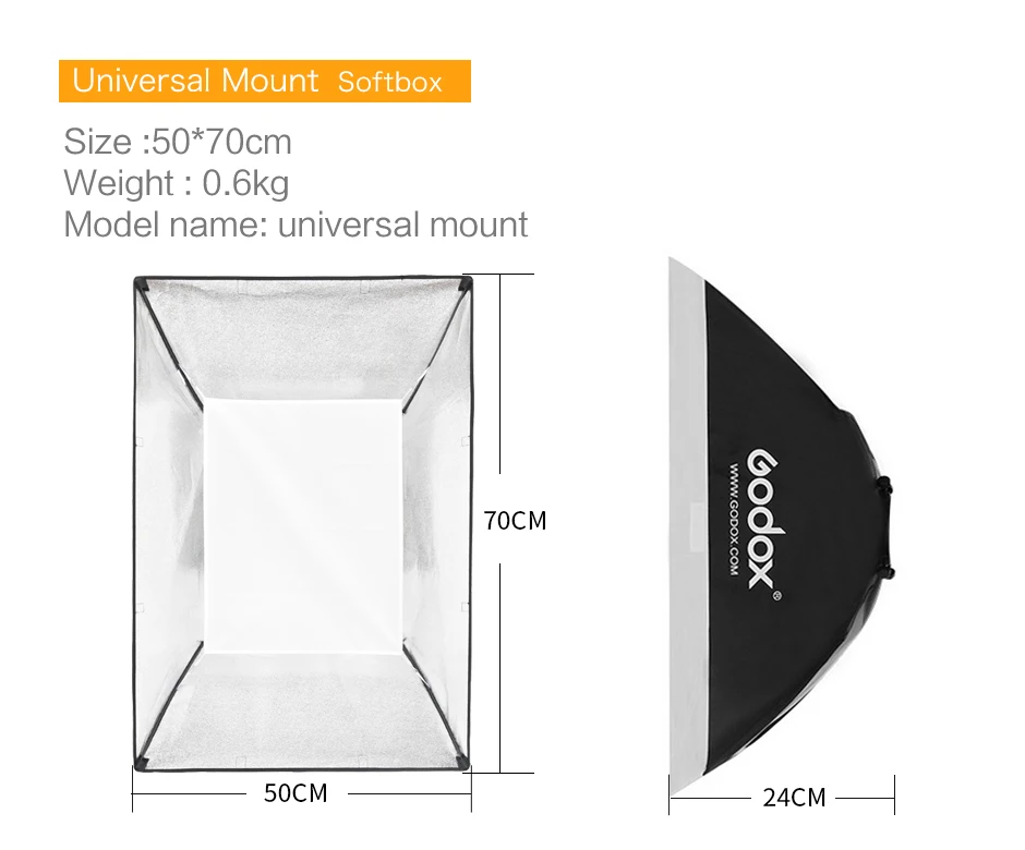 Студийный стробоскопический светильник GODOX 2*120Ws 120DI Pro+ светильник+ софтбокс 50*70 см+ DC-04
