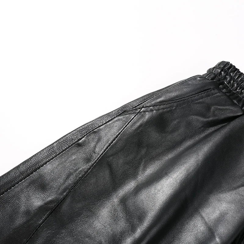 Женские юбки из натуральной кожи черные винтажные кожаные с высокой талией в